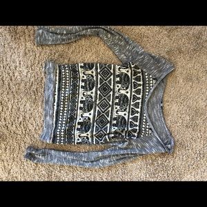 Elephant/Tribal Pattern Fitted Long Sleeve